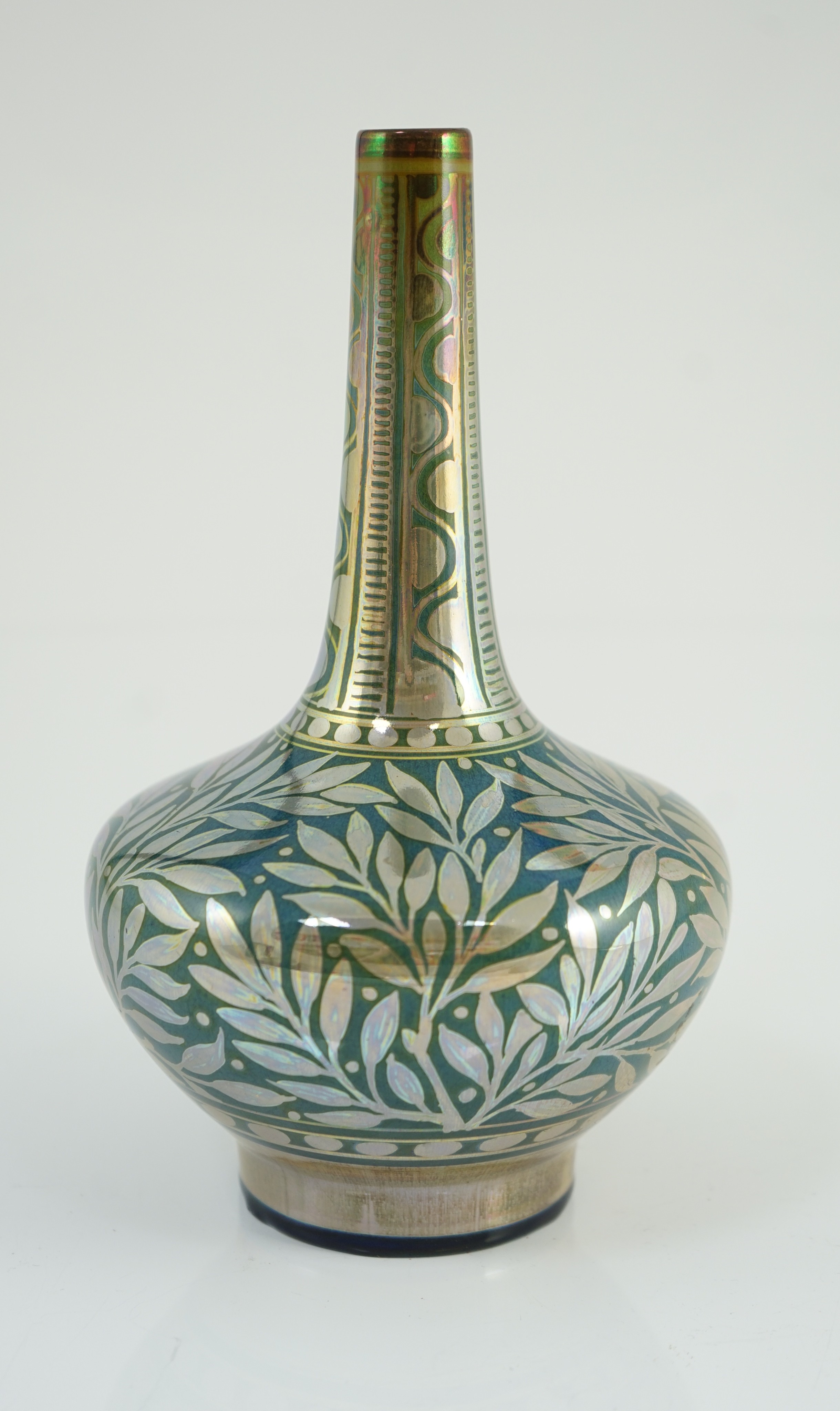 A Pilkington’s Lancastrian lustre bottle vase, by William S. Mycock, 21.5cm high